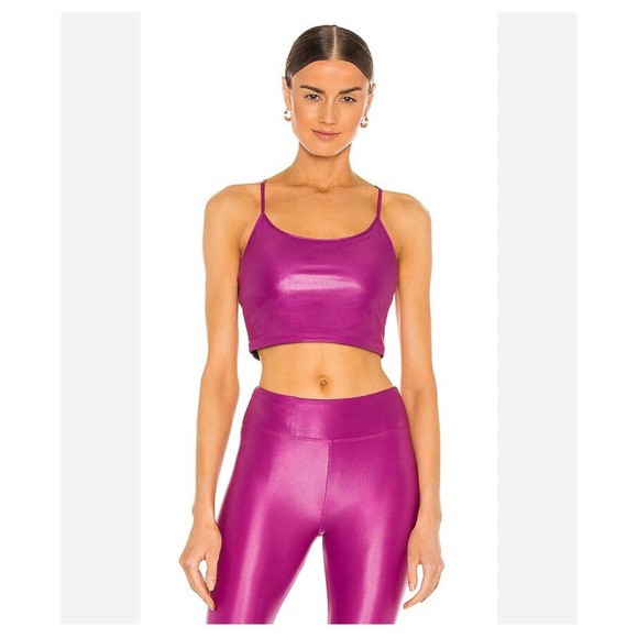 Koral Leah Infinity Lustrous Shiny Sports Bra Tank in Rose Orchid Sz small NWOT - Picture 4 of 11